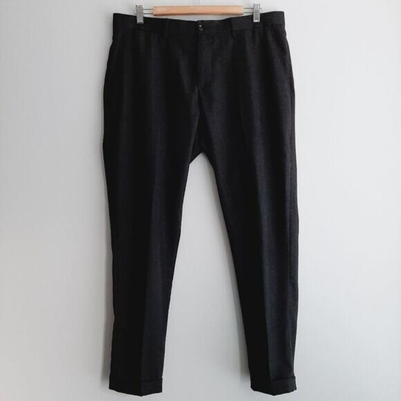 ZARA Slim Fit Cuffed Modern Dress Pants Trousers Gray Men's Sz 34 - Picture 2 of 15